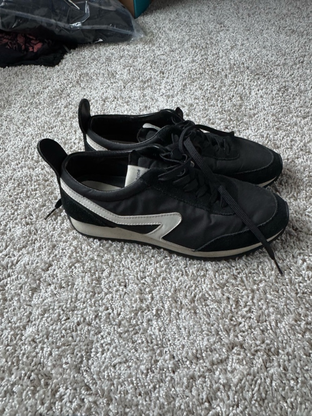 rag & bone Black and White Retro Runner Sneakers